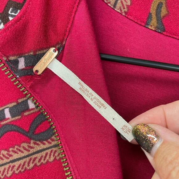 FREE PEOPLE Stella Dress Womens XS Red Bold Print Knit Mini Long Sleeve Boho - Picture 6 of 12